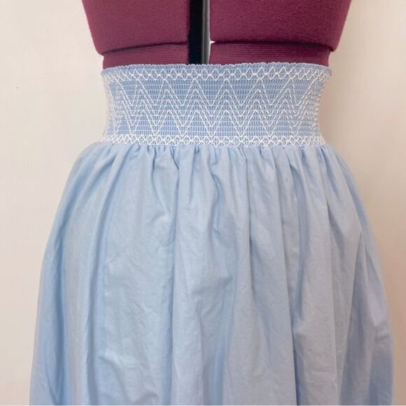 ZARA Summer Blue Midi Full Skirt Stretchy Weist with embroidery XS - Picture 5 of 11